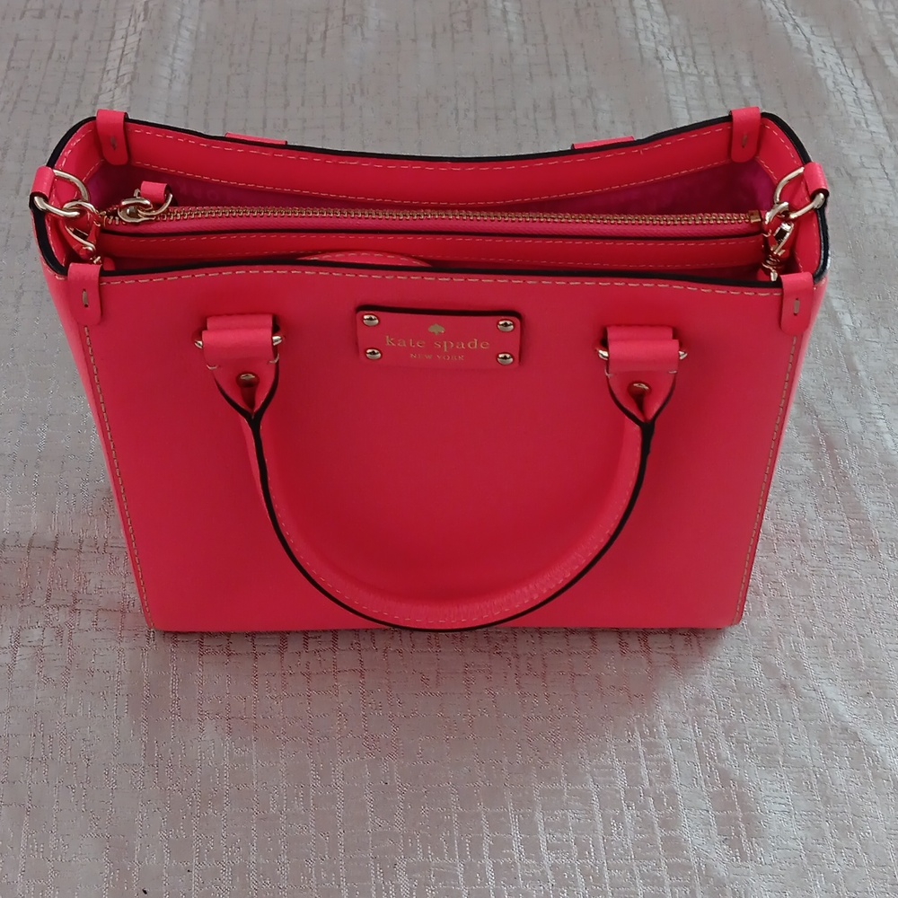Kate Spade New York Wellesley Quinn Neon Coral Satchel Bag